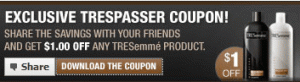 tresemme dry shampo coupons