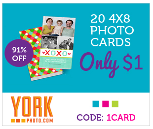 York Photo 20 Photo Cards for $4.49 shipped