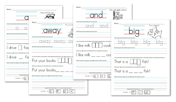 sight free Primer Worksheets mom Kindergarten Word Download  Sentence worksheet   Pre word Sight