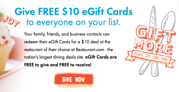 Free Restaurant.com eGift cards
