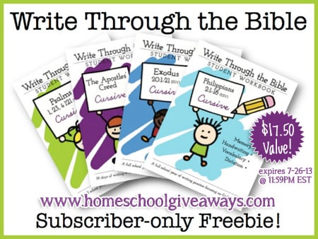 Free Write Through the Bible Cursive Copywork Bundle Printables ($17.50 value)