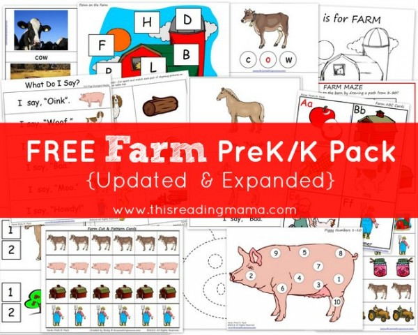 Free Farm Pre-K/Kindergarten Pack