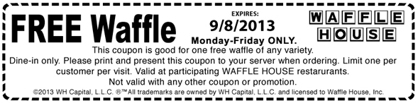 Waffle House: Free waffle