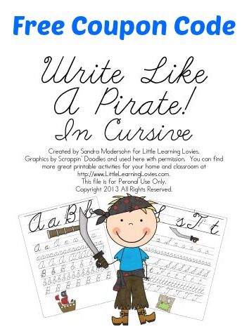 Free Write Like A Pirate Cursive Writing Practice Set