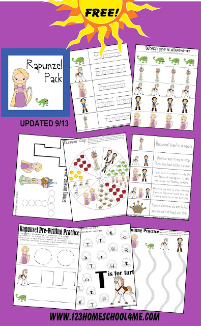 Free Rapunzel Early Learning Printable Pack