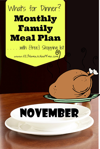 November Monthly Meal Plan