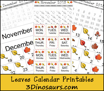 Leaves Calendar Cards