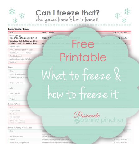 Freezer Printable List