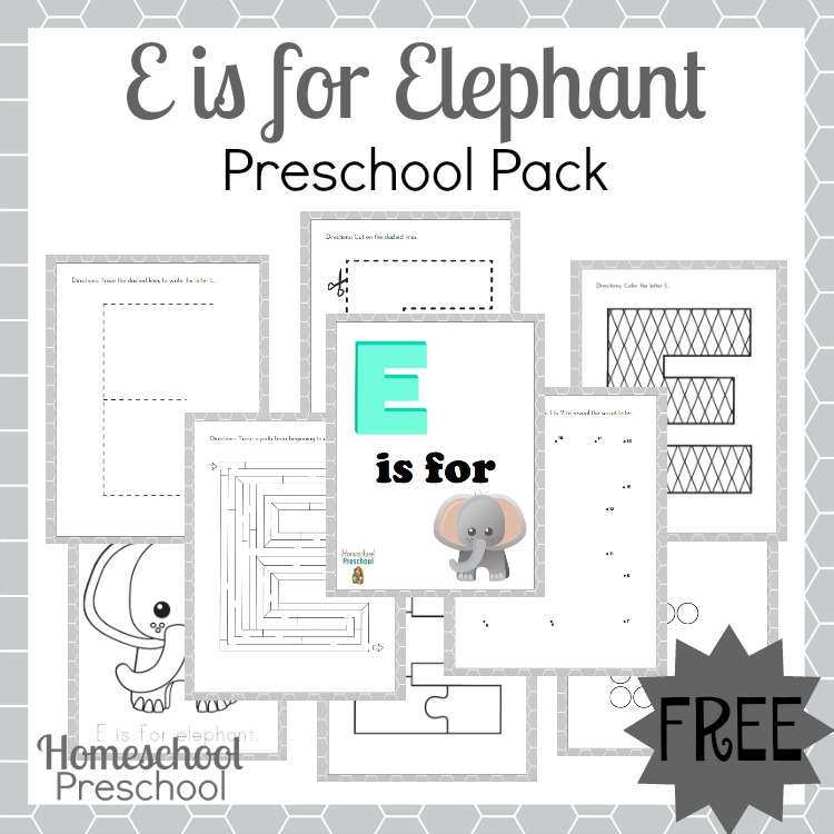 Free E is for Elephant Printable Preschool Pack - Money Saving Mom®