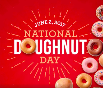 Krispy Kreme: Free doughnut on June 2, 2017