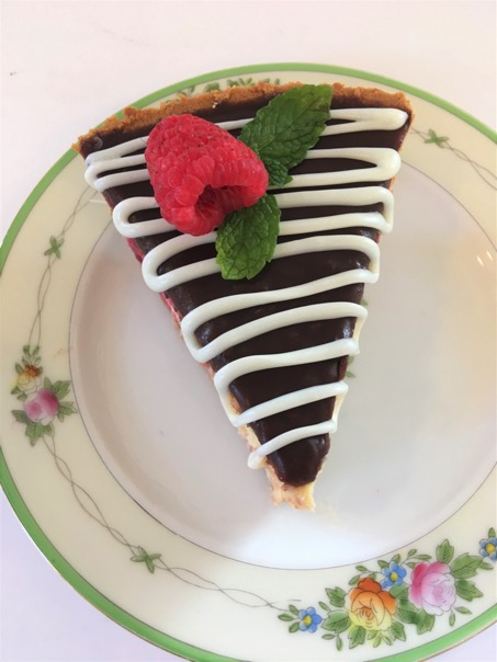 Plated Raspberry Cheesecake Pie