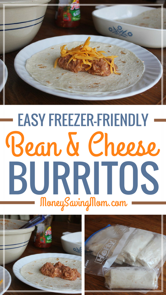 These Freezer-Friendly Been & Cheese Burritos are SO easy to make ahead of time, and they're really delicious! This will become a frugal staple meal in your house!