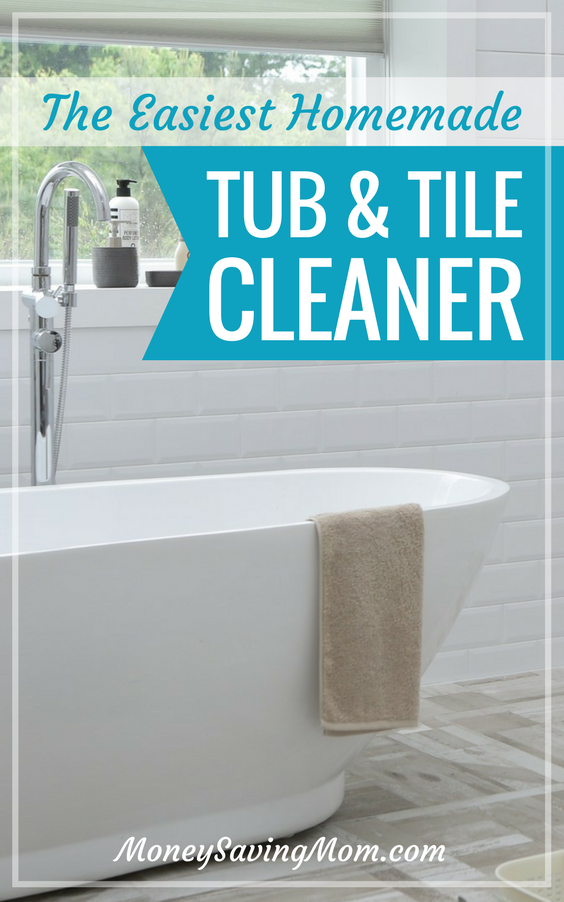 This homemade tub and tile cleaner is SO easy to make, smells wonderfully, and works GREAT!