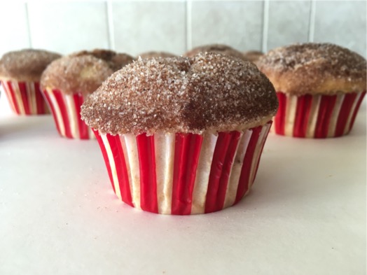 Close-Up View of Cinnamon Doughnut Muffins in liners