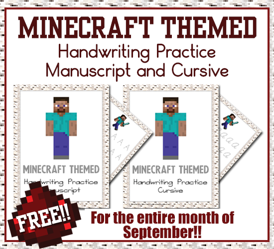 Free printable Minecraft Themed Handwriting Practice Sheets Money