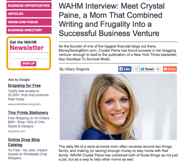 My interview with WAHM.com