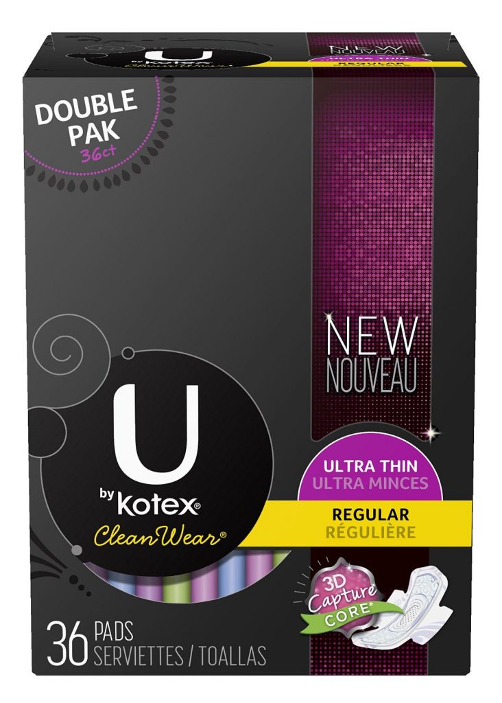 U by Kotex CleanWear Ultra Thin Regular Pads with Wings, Unscented, 36 Count Deal