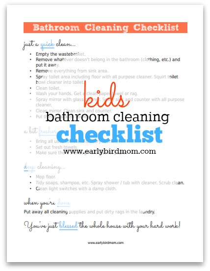 Bathroom Cleaning Kit for Kids {Free Printable Bathroom Cleaning Checklist  for Kids} - Happy Brown House