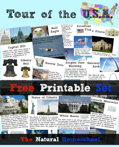 Free printable Tour of the USA set