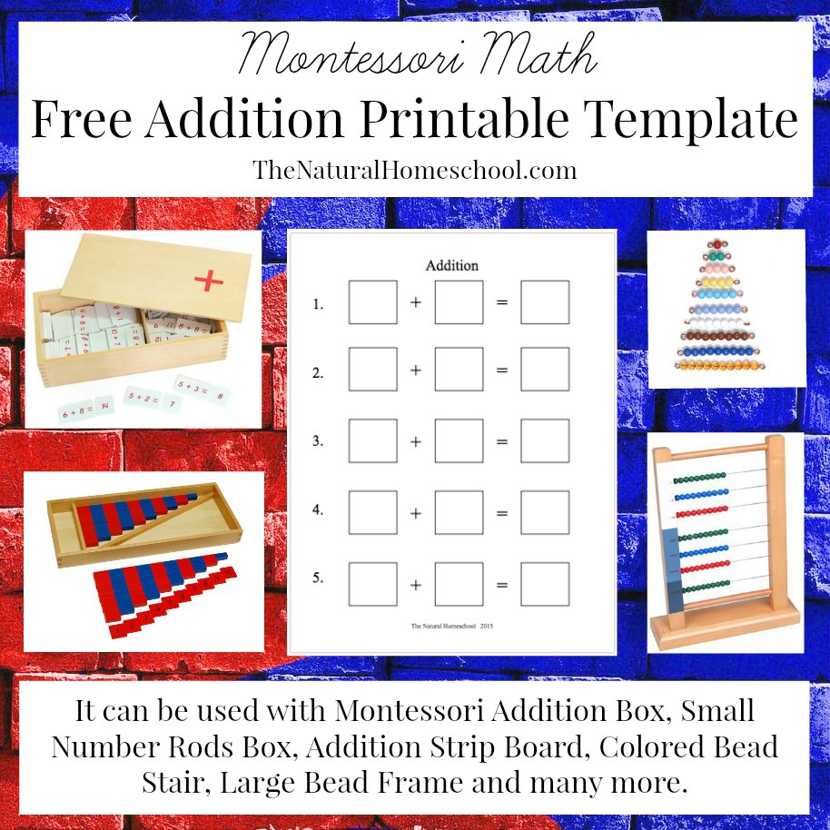 free montessori math addition printable