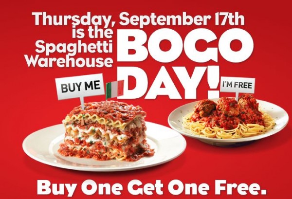 Spaghetti Warehouse Buy One Get One Free Coupon