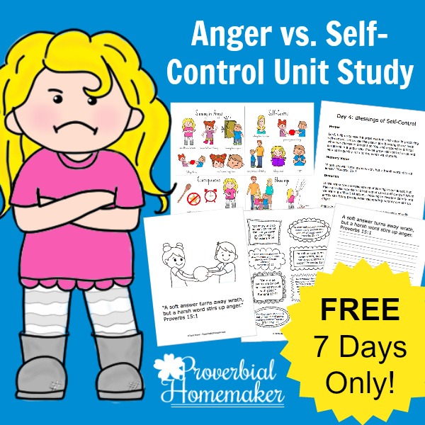 Free Anger Versus Self Control Unit Study
