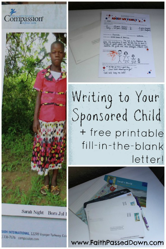 free printable letter to sponsored child