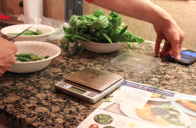 prepping a Blue Apron meal
