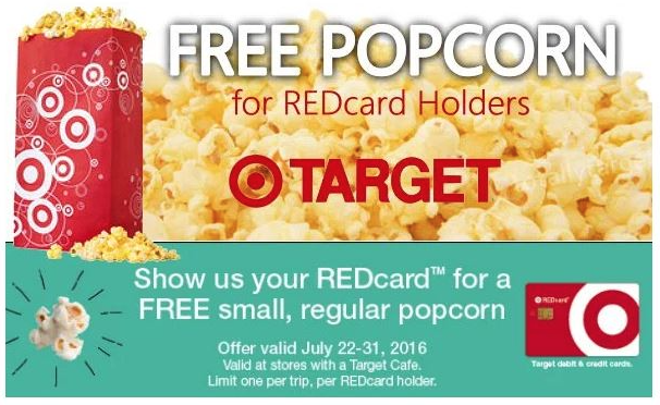 Free Target Cafe Popcorn for Target REDcard Holders July 11 - 31, 2016!