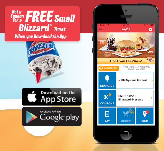 Download the Dairy Queen mobile app to get a free small Blizzard treat!