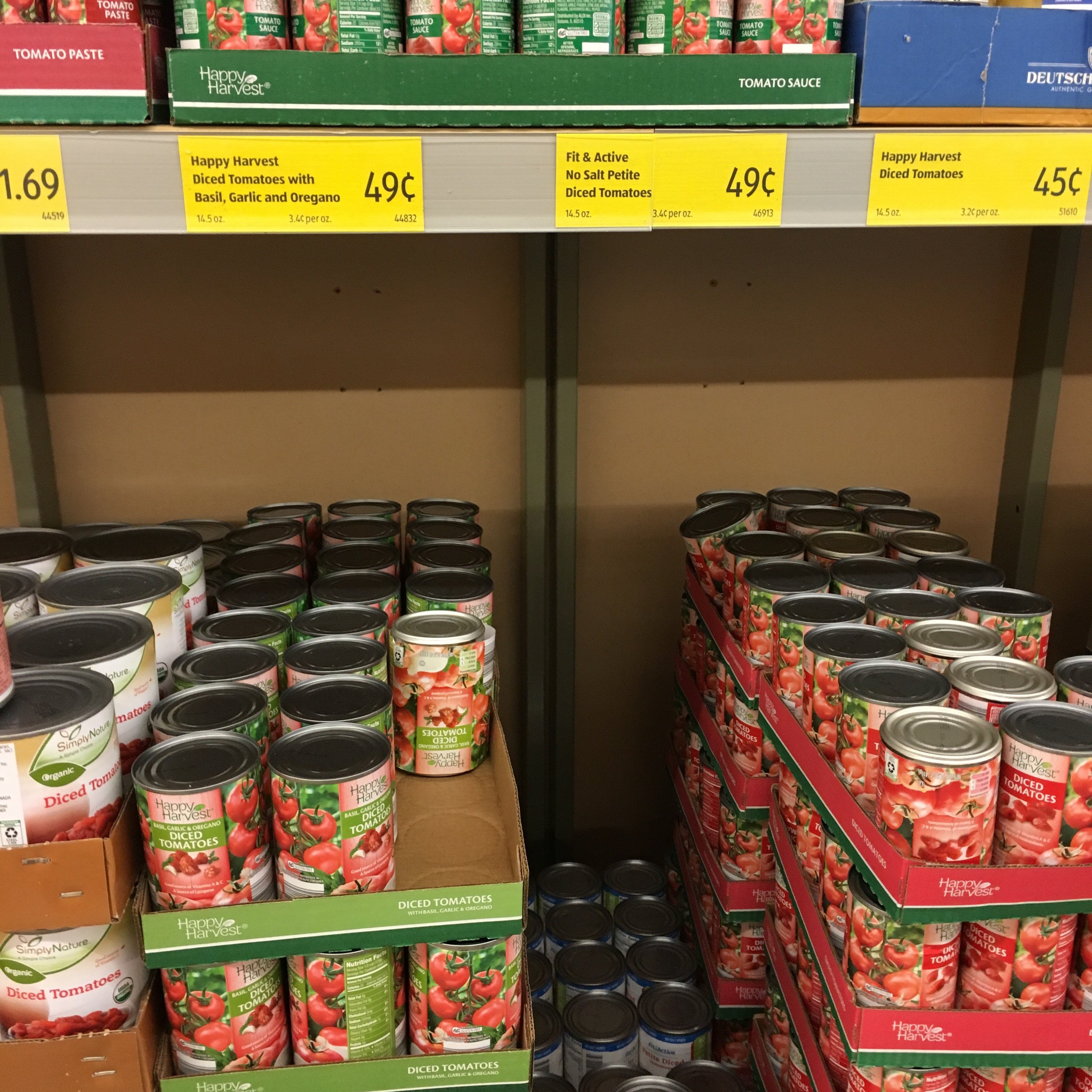 canned tomatoes at aldi