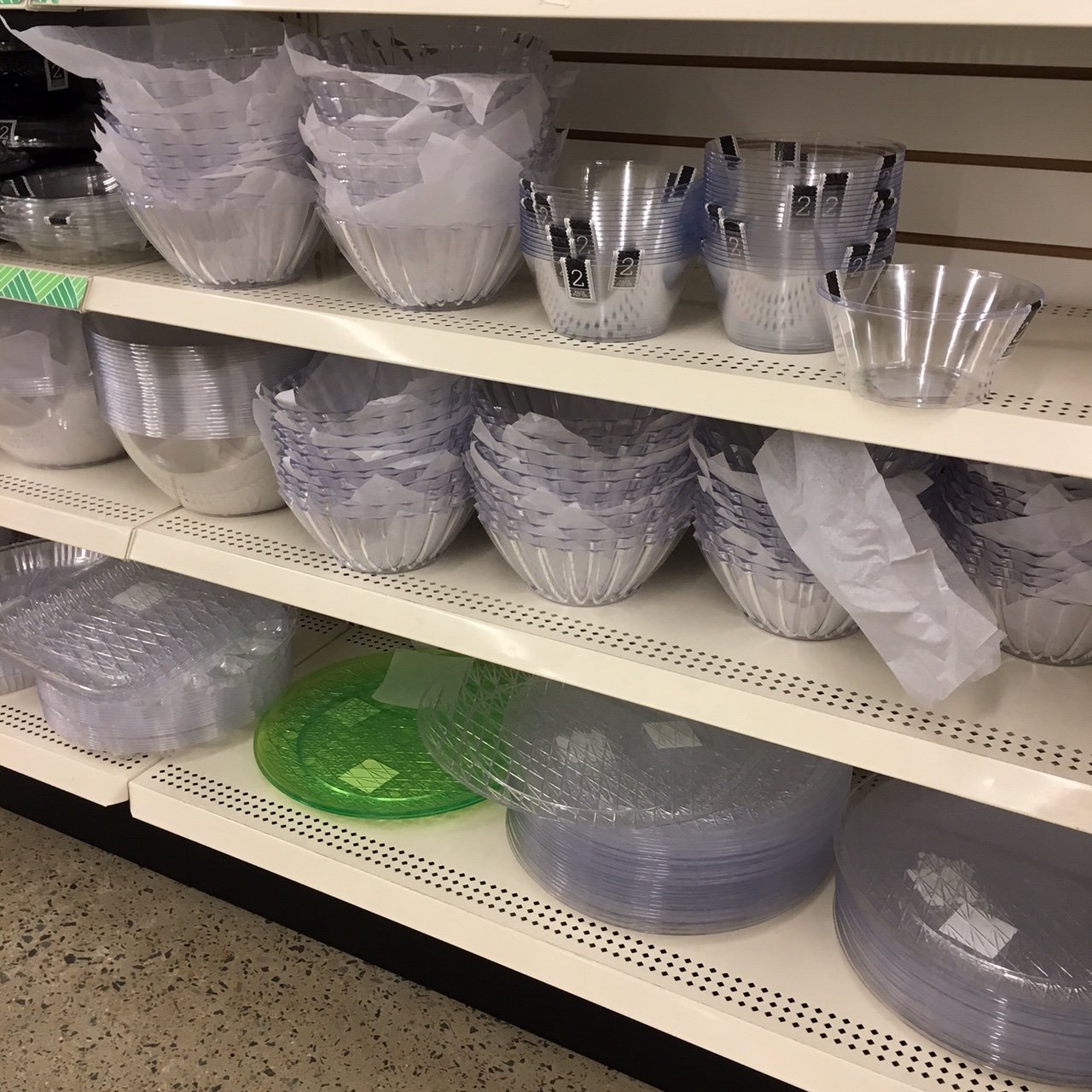 plastic serving ware at Dollar Tree