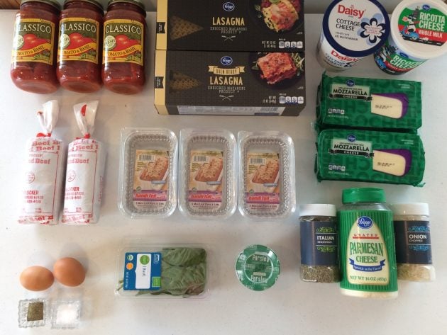 ingredients for mini freezer-friendly lasagnas