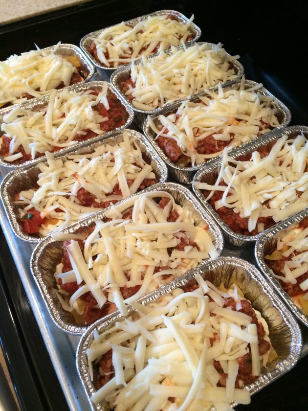 mini lasagnas ready to be cooked