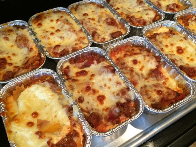cooked mini lasagnas fresh out of the oven