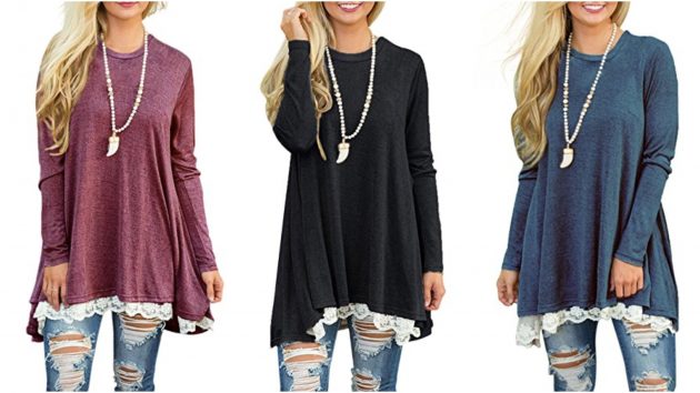 Get a Women's Lace Long Sleeve Tunic Top Blouse as low as $19.99!