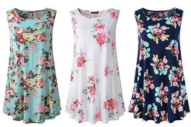 Amazon.com: Women's Tunic Floral Flare Tank Top only $13.99!