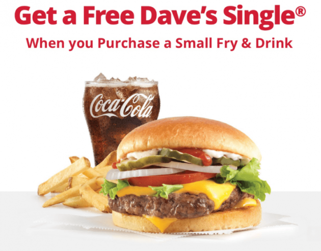 Wendy's: Free Dave’s Single with Purchase of Small Fry & Drink