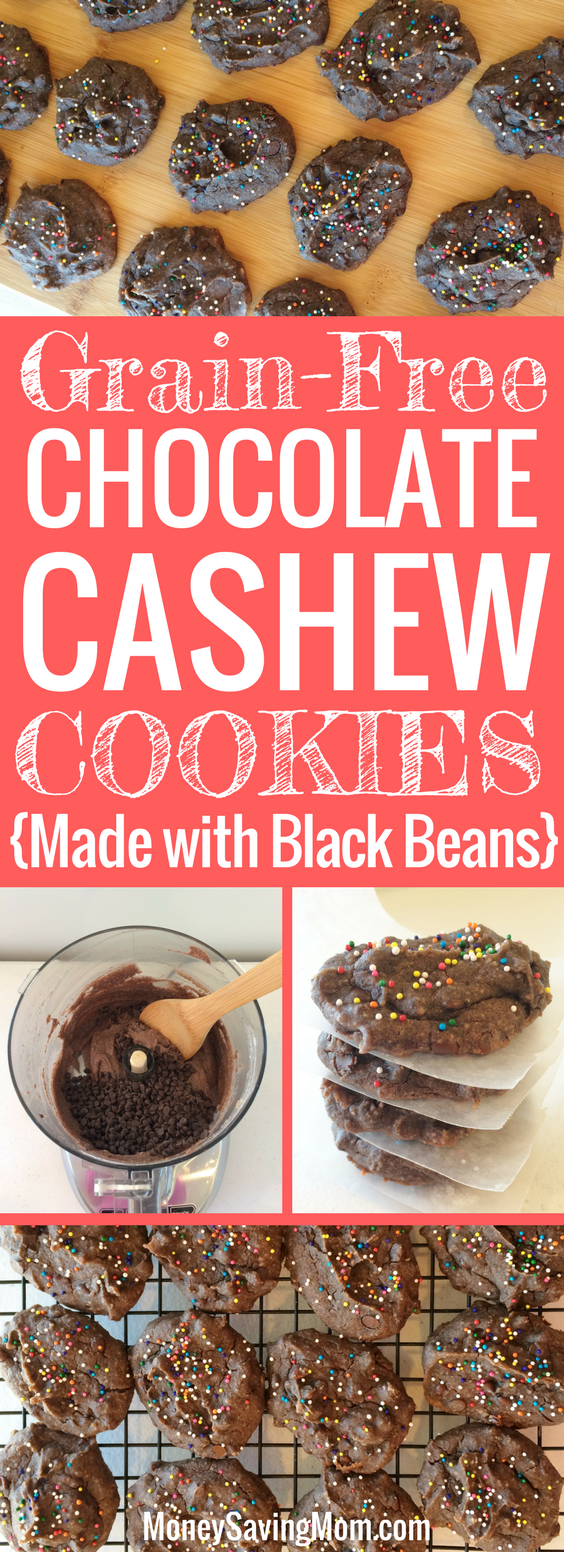 These Chocolate Cashew Cookies are protein-packed, grain-free, and freezer-friendly! You'd never guess they are made with black beans, because they are SO delicious!!