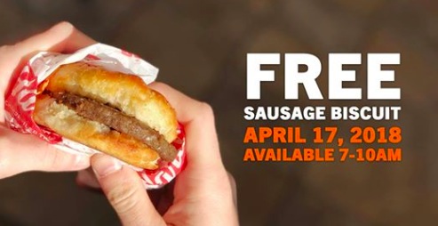 Hardees: Free Sausage Biscuit on April 17, 2018!