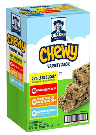 Amazon.com: Quaker Chewy Granola Bars (58 count) only $8.42 shipped!