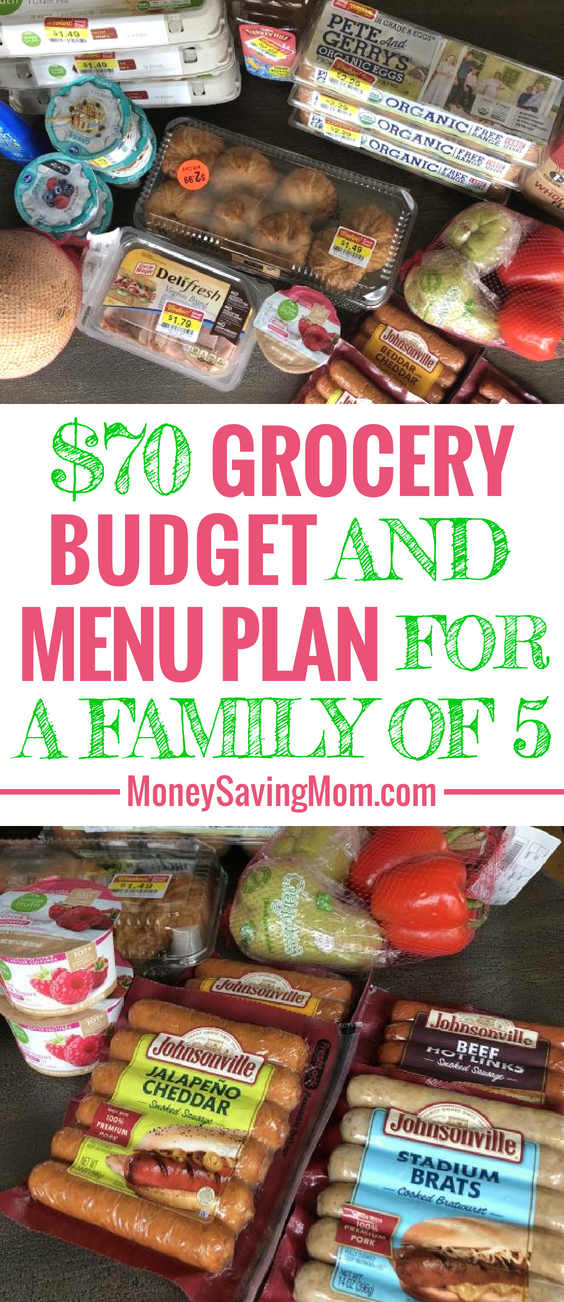 This $70 Grocery Budget for a family of 5 is SO inspiring! She even shares her menu plan each week!