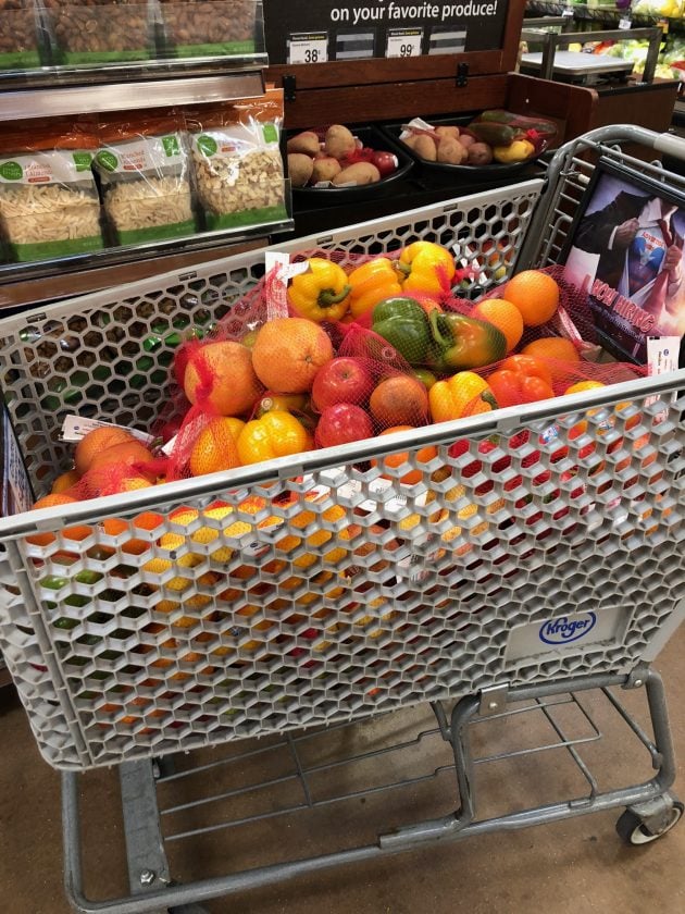 veggies on sale in shopping cart