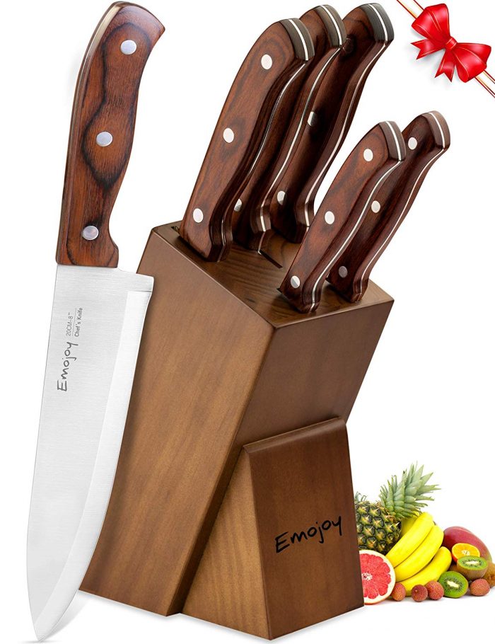 30% off Emojoy Knife Sets = 6-Piece Wooden Handle Knife Set with Block only  $23.08 shipped, plus more!