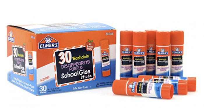 Elmer's Disappearing Purple School Glue Sticks, 30-pack for just $6  shipped!