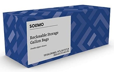Amazon Brand - Solimo Gallon Food Storage Bags, 120 Count