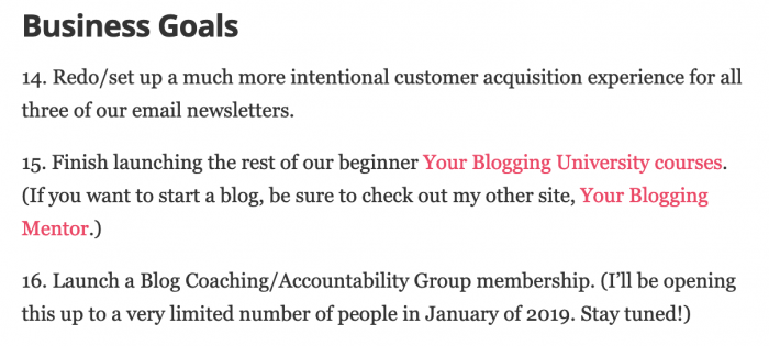 blogger's business goals for 2019