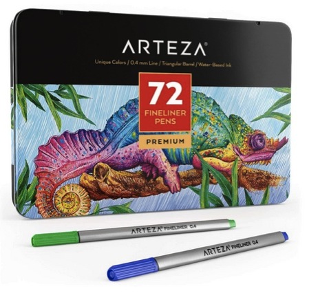 ARTEZA Fineliners Fine Point Pens, Set of 72 Fine Tip Markers 