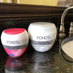 Pond's products on bathroom counter