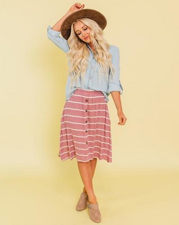 Sunny Stripe Button Down Skirt